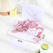 Tarjeta de felicitación con flor de cerezo desplegable - Perfecta para cumpleaños, Día de la Madre, San Valentín, Acción de Gracias y Navidad | Incluye tarjeta de nota y sobre - 1PC - Ver 10