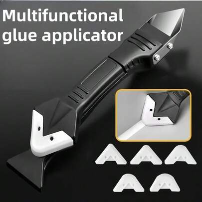 6 قطع/مجموعة (5 رؤوس قابلة للتبديل) كاشطة زوايا، مناسبة لتطبيق وتنعيم سيليكون السدادة والحشو والمعجون، رؤوس من الفولاذ المقاوم للصدأ - أداة إزالة سيليكون السدادة، مجموعة أدوات الكشط، حشو المعجون، أداة التنعيم، قاطع الحواف ومنظف سيليكون السدادة، أداة متعددة الأغراض، ضروري منزلي