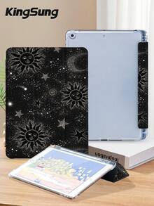 Kingsung 太阳与星辰图案平板电脑保护套，兼容 iPad 9.7/10.2/10.5/10.9/12.9/Pro 11（第十代），兼容三星 Galaxy Tab S6 Lite 10.4 英寸，兼容 Kindle Paperwhite 第十二代（2024 年款），Kindle 第十一代（2022 年款），Kobo Clara Colour，柔软防摔，智能支架/自动唤醒/睡眠功能 - 彩色 - 查看 5