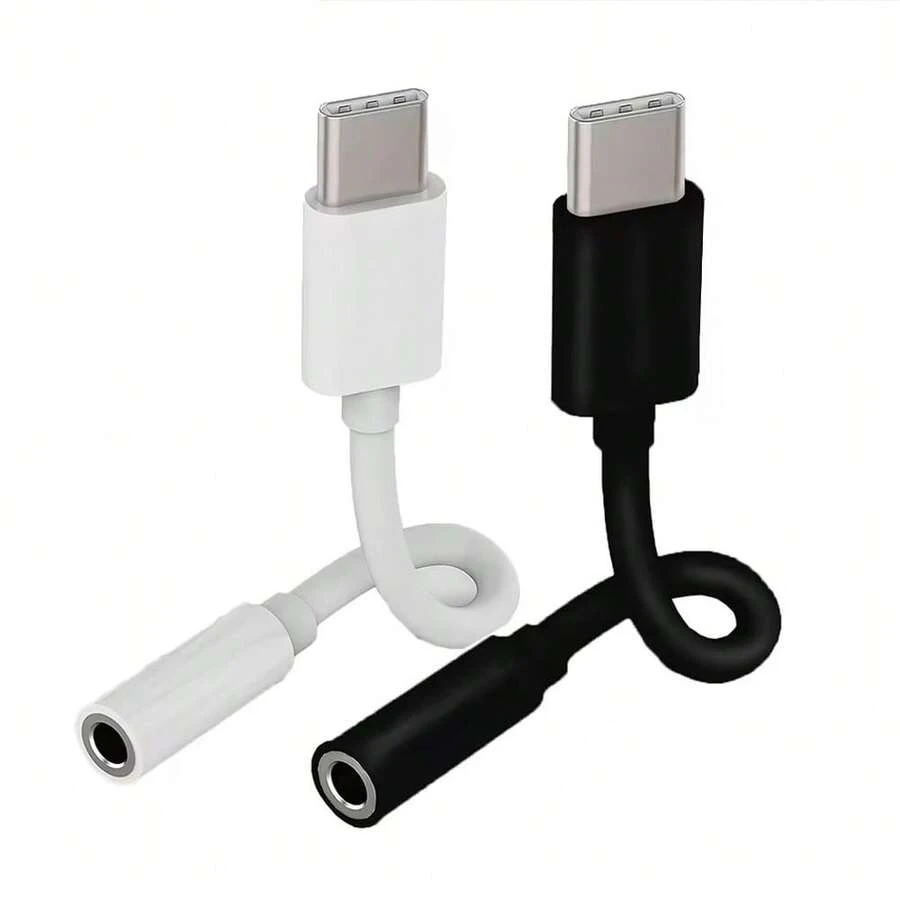 1个USB-C转3.5mm耳机母口适配器，USB-C转AUX音频转换线，兼容 17/16/15 Plus/Pro Max、Galaxy S25/S24/S23/S22/S21 Ultra等设备 - 白色 - 查看 1