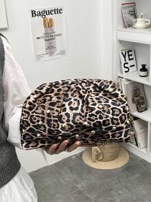 2026 New Leopard Print Clutch Bag For Women, Fashionable Pleated Rivet Versatile Small Envelope Bag, Minimalist - Multicolor - View 5