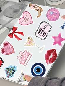 50张趣味酷女孩贴纸，美观励志，适用于笔记本电脑、吉他、滑板、手机壳，防水PVC贴纸 - 彩色 - 查看 8