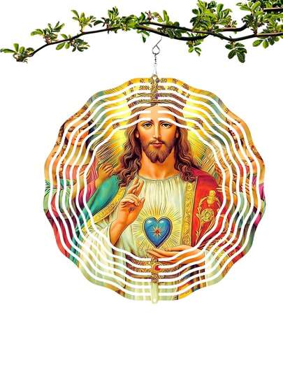 3D Jesus Wind Chime - A Vibrant Colored Glass-Style Metal Wind Chime, No Battery Required, Perfect For Indoor And Outdoor Decor. An Ideal Gift For Ladies And Wives On Christmas Or Thanksgiving. Indoor Decor | Decorative Wind Chime | Exquisite Craftsmanship, Outdoor Wind Chime.