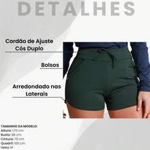 Acqua Bronze Kit 2 Shorts Suplex Drawstring Pocket Adjustable Women's Versatile Bath Sport Double Waistband Sporty Simple Casual - 軍綠色 - 查看 2