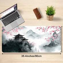 宝塔鼠标垫 粉色樱花 全桌面日式鼠标垫 加长大号防滑橡胶底座 大键盘垫 缝边设计 适用于游戏和办公 - 查看 6
