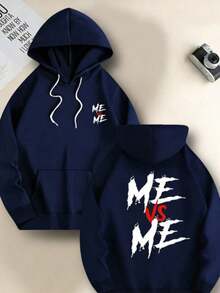 Men's Hooded Printed Sweatshirt Pocket Sweatshirt Full Set Autumn Winter Men's Sweatshirt Extra Large Size - White And Navy Off-The-Shoulder Cropped Top - Unisex Essentials Hoodie Hoodie For Women Sweatshirts For Women Hoodies For Men 's Hoodie Sweatshirts For Men Essentials Fear - Navy Blue - 查看 1
