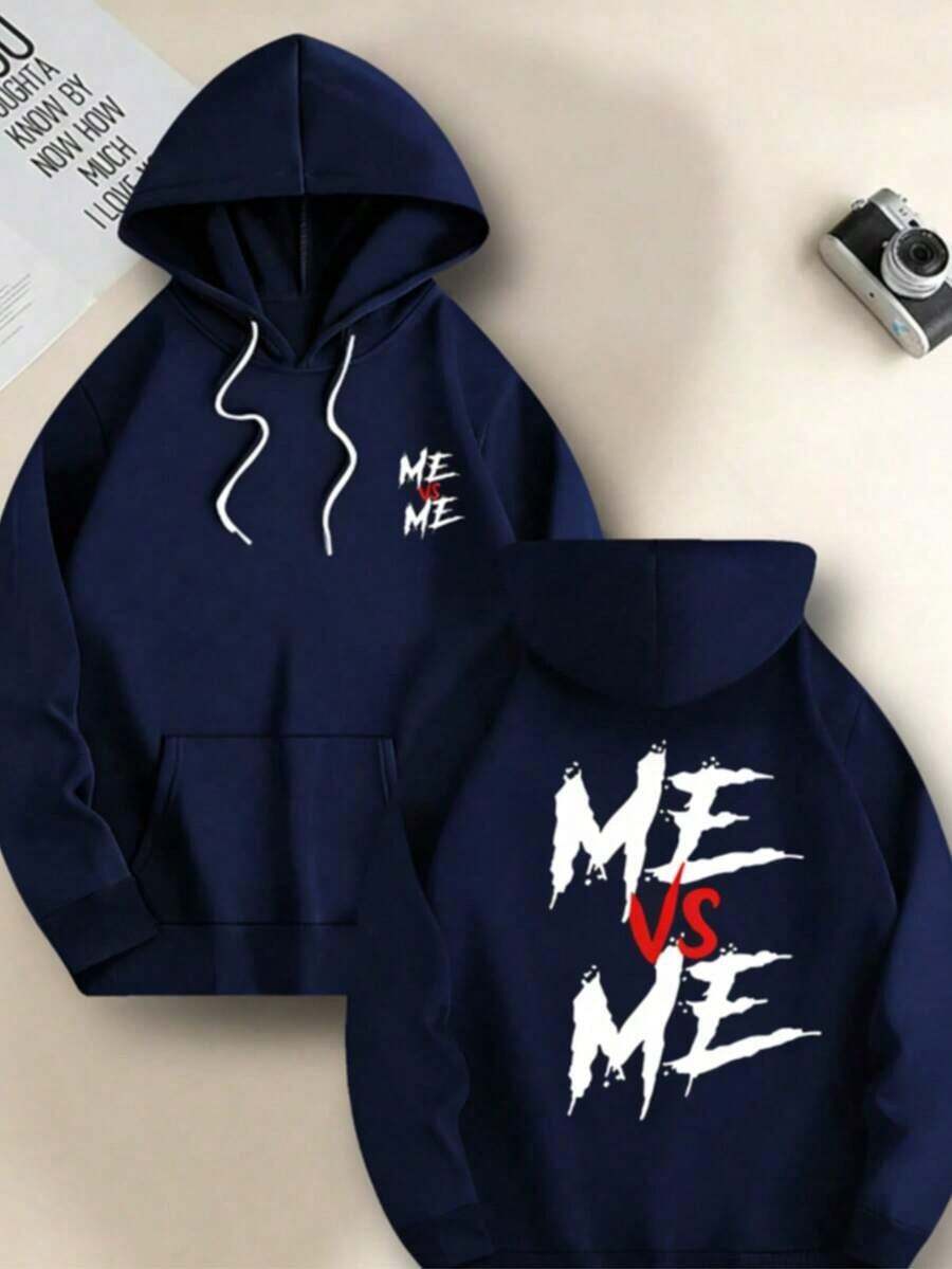 Men's Hooded Printed Sweatshirt Pocket Sweatshirt Full Set Autumn Winter Men's Sweatshirt Extra Large Size - White And Navy Off-The-Shoulder Cropped Top - Unisex Essentials Hoodie Hoodie For Women Sweatshirts For Women Hoodies For Men 's Hoodie Sweatshirts For Men Essentials Fear - Navy Blue - 查看 1
