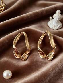 1对时尚优雅几何水滴耳环 - 水滴耳釘 - 查看 1