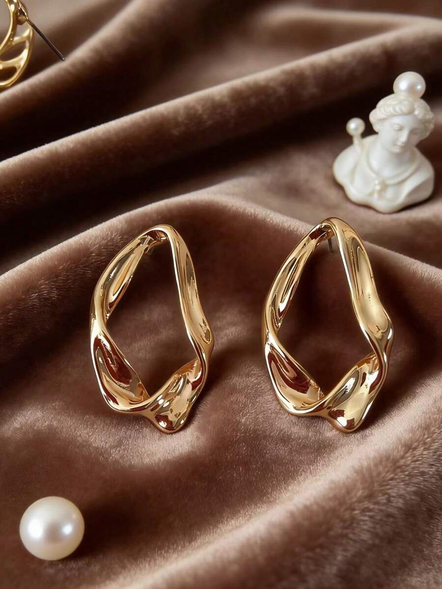 1对时尚优雅几何水滴耳环 - 水滴耳釘 - 查看 1