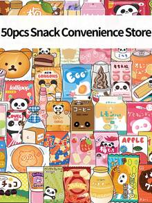 50pcs Baking-Themed Cartoon Creative Stickers For Notebooks Water Bottle Decorations And Laptop Personalization - Multicolor - View 1