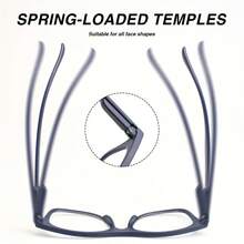 A Set Of 2 Stylish Multifocal Reading Glasses, Featuring Convenient Lenses For Both Near And Far Vision, Classic Fashionable Square Frames, And Comfortable Spring Hinges, Suitable For Both Men And Women. - 藍色 - 查看 9