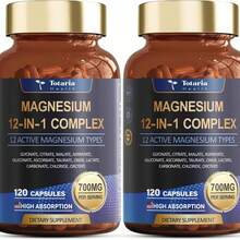 Magnesium Complex Capsules With Glycinate, Citrate, Malate, Taurate & Orotate | Multi-Source Magnesium Supplement | Vegan Non-GMO | 120 Count (2 Bottles) - 2 Bottles - 查看 10