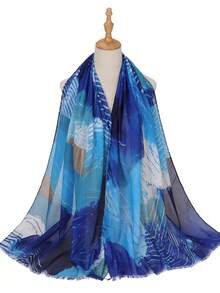 Andningsbar, blygsam hijab, randig, prickig, grafiskt tryck, avslappnad, växtfärgad, batik, mjuk, andningsbar huvudduk, vår/sommar - Multifärgad - Visa 4