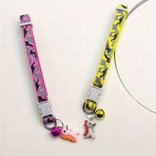 1pc Adjustable Leopard Camo Pet Collar - Soft Padded Comfortable Design With Jingle Bell And Cute Dinosaur Charm - Perfect Fashionable Accessory For Cats, Kittens And Small Dogs - Unique Gift Idea - Multicolor - View 5