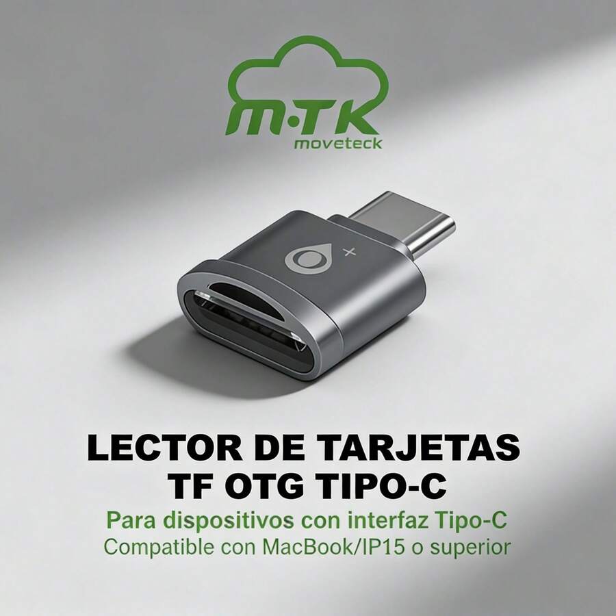 Lector de Tarjetas TF OTG Tipo-C MTK TB1924 Plata, Aleación de Zinc, Compatible con MacBook/ 15 o Superior - Ver 1