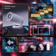 XBJ New Handheld Mini Projector With Updated Bluetooth 5.4 And WiFi 6, Featuring Automatic Keystone Correction And Manual Focus. Easy To Use As A Projector And For Outdoor Home Theater! Supports 4K Mini Projection. Ideal For The Garden, Parties, And Office. Perfect Gift For Halloween, Christmas, Valentine's Day, And Back To School. (Free Remote Control Included) - Phích cắm loại C của EU (220-240V) - Xem 2