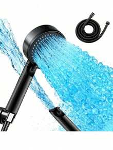 Shower Head With 5 Settings And 59-Inch Hose, Air Pressure Handheld Shower, Bathroom Tool Set, For Shower Use Only - Black-1pc - View 12