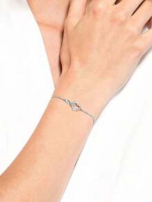 1件装无限符号心形吊坠可调节手链，女儿生日礼物，圣诞礼物，节日礼物，表达你的爱 - 銀色 - 查看 3