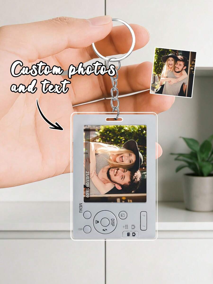 1pc Customized Photo Digital Camera Keychain,Customize Photo And Text,Personalized Kpop Idol Pendant, Anime Character Keyring, Friendship Gift, Phone Bag Accessory, Cute Customized Photo Charm, Personalized Birthday Gift For Best Friend, Customizable Memory Keychain, Fan Merchandise, Customized Portrait Keychain, Kpop Fan Gift, Anime Lover Gift - Multicolor - View 1