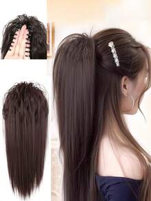 Coleta postiza de unicolor, coleta con cascada rizada latina semi-atada, accesorios para el cabello de verano con clips de garra realistas y esponjosos para vacaciones y viajes - Multicolor - Ver 11