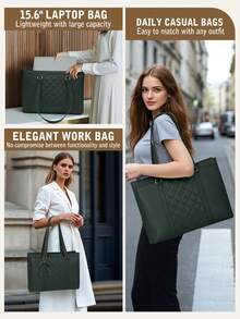 Túi đựng laptop dành cho nữ 15.6 inch, túi xách công sở chống thấm nước bằng da, cặp đựng máy tính chuyên nghiệp, túi xách dung tích lớn dành cho văn phòng, giáo viên, du lịch. - Nhiều màu - Xem 8