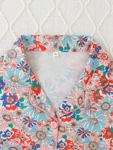 2026新款春季女童休闲印花翻领长袖开衫长裤睡衣套装，两件套，阻燃，四季皆宜 - 彩色 - 查看 4