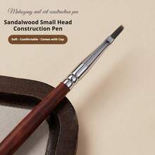 BAOSHIMAN Set de cepillos de manicura con mango de sándalo | Cepillo de cabeza plana para modelado y cepillo de línea para extensión y pintura de uñas - Multicolor - Ver 7