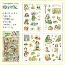 1 Pack 4pcs Vintage Character Stickers, Transparent Waterproof Phone Stickers, DIY Phone Stickers, Retro Decorative Stickers - Multicolor - View 9