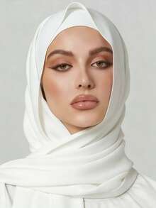 女士围巾帽两件套，多功能内衬头巾帽组合，可搭配头巾、中东长袍，弹性内衬头巾帽，雪纺围巾帽休闲套装 - 白色 - 查看 2