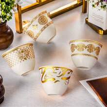 1 Set Of Small Middle Eastern Ceramic Cups, A 6-Piece Set Of Retro Minimalist Style Party Tea Cups, With Various Patterns Such As Persian Script, Sunflowers, Honeysuckle, And Crown Available, 60ml Ramadan Festival Coffee Cups, Ramadan Festival Gift Set - Multicolor - View 1