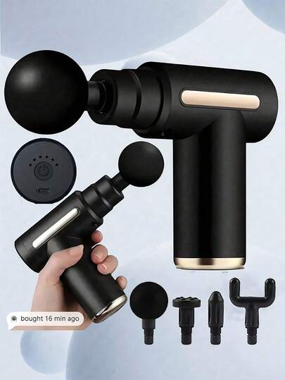 AXH. 便携式肌肉按摩枪，适用于全身按摩，配备LED触摸屏、速度调节功能，可充电，并附赠4个可替换按摩头。筋膜枪 - 肌肉按摩椅 - 专业理疗级多功能迷你电动手持按摩锤，适用于肩颈、腰部、背部等部位的敲击按摩。独特而酷炫的女士礼物之选，也是礼品套装的理想之选。