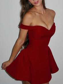 SUNSTORY Women's Elegant Sexy Solid Color Zipper Backless Short Dress, Suitable For Beach, Vacation, Wedding Guest, Party, Birthday Party, Date, Formal Dinner, Graduation Ceremony - Burgundy - View 3