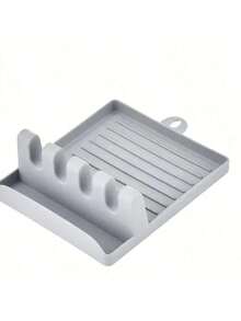 1pc Multi-Function Silicone Spoon/Spatula Holder, Utensil Rack, Versatile Kitchen Tool Organizer - Multicolor - View 5