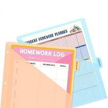 8个装塑料文件分隔页，8标签分隔页，适用于3孔活页夹，单口袋A4文件整理器，带口袋 - 套裝 - 查看 4