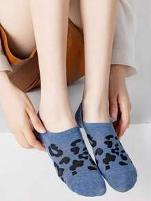 5pcs Unisex Leopard Print Boat Socks Mixed Pack – Perfect For Daily Wear - Multicolor - View 3