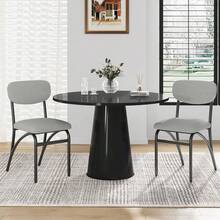 Set de 2 sillas de comedor modernos Boucle tapizadas con asientos acolchados de lana de cordero espalda ergonómica curva y estilo de mediados del siglo para decoración elegante - Gris - Ver 1