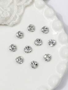 10 piezas de Rhinestones transparentes blancos asimétricos planos y brillantes de grado K9, adecuados para decoración de uñas - Blanco - Ver 6