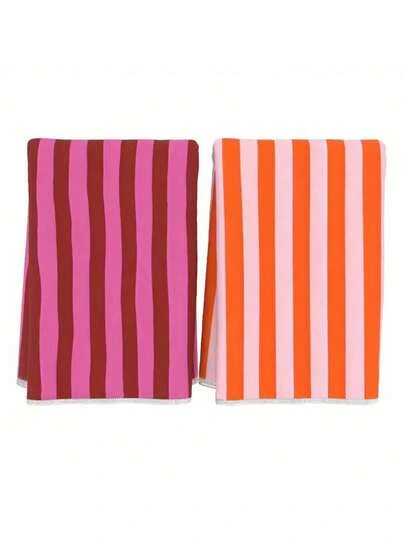 1/2/4 יחידות 15.7x23.6 אינץ' מגבות מטבח מפוספסות צבעוניות ייבוש מהיר לאפייה במטבח, מלון, חדר כושר, שימוש בספא, מתנה למסיבת חג עם עיצובים מצוירים ווינטג' של פירות יער