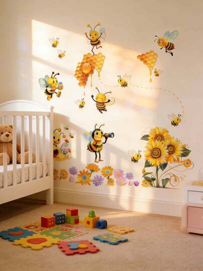 Loyal Little Bee Children's Bedroom Hall Home Decor Wall Stickers Self-Adhesive Durable Artwork For Kids Room