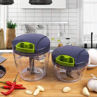 1Pc Multi-Functional Kitchen Vegetable Chopper,Manual Food Processor Vegetable Chopper, Portable Hand Pull String Garlic Mincer Onion Cutter For Veggies, Ginger, Fruits, Nuts, Herbs, Etc.,