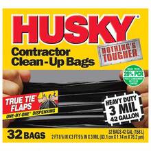 42 Gal Poly - America HKR42WC032B Black Husky Wave Cut Contractor Trash Bags 32-Count - 黑色的 - 查看 4
