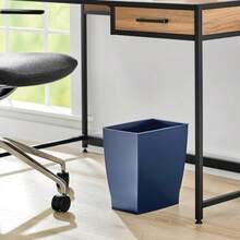 Small Plastic Bathroom Trash Can Slim Rec Garbage Bin For Bedroom Office Dorm Navy Blue - Navy - View 6