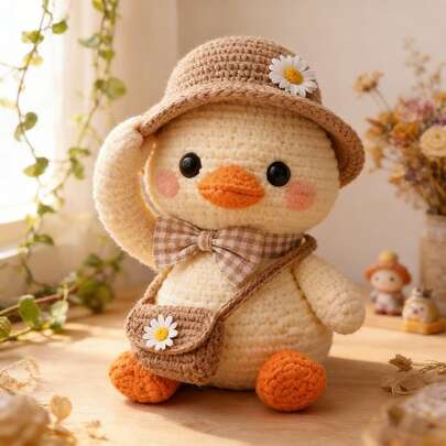 Complete Crochet Kit For Hooded Duck Backpack, Not A Doll Or Finished Product, Requires Crocheting, Suitable For Beginners - Crochet Amigurumi Kit - Handmade Crochet For Craft Lovers, DIY Crochet Kit For Adults, Includes Printed Basic English Crochet Instructions, Step-By-Step PDF Tutorial, Creative Gift For Christmas, Valentine's Day - Includes All Materials Needed