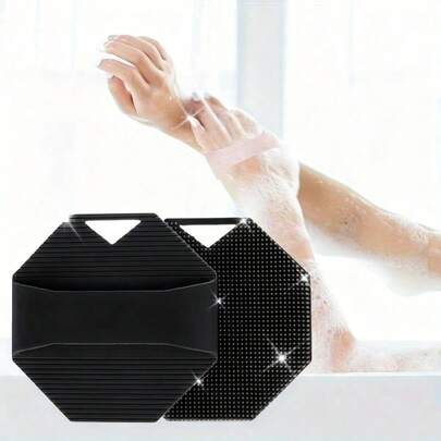 1 cọ tắm mềm kháng khuẩn - Cọ tắm tẩy tế bào chết nhẹ nhàng, làm sạch sâu, không cần pin, bền và dễ vệ sinh, phù hợp với da nhạy cảm, màu be nhạt, thiết kế tiện dụng, bề mặt mịn, phụ kiện phòng tắm, phụ kiện vòi sen, cọ tắm, bàn chải tắm, cọ tắm