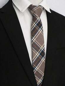 1pc Men's Fashion Striped Plaid Necktie, Versatile Business Style. - 棕色 - 查看 7