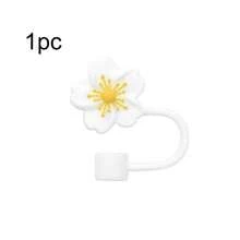 4pcs/8pcs Floral Decorative, Dust-Proof Drinking Straws Covers, Silicone Caps For Water Bottles, Reusable Straw Covers For Gifts, Parties, Home & Party Decor, Back To School Supplies - 櫻花吸管蓋 - 查看 15