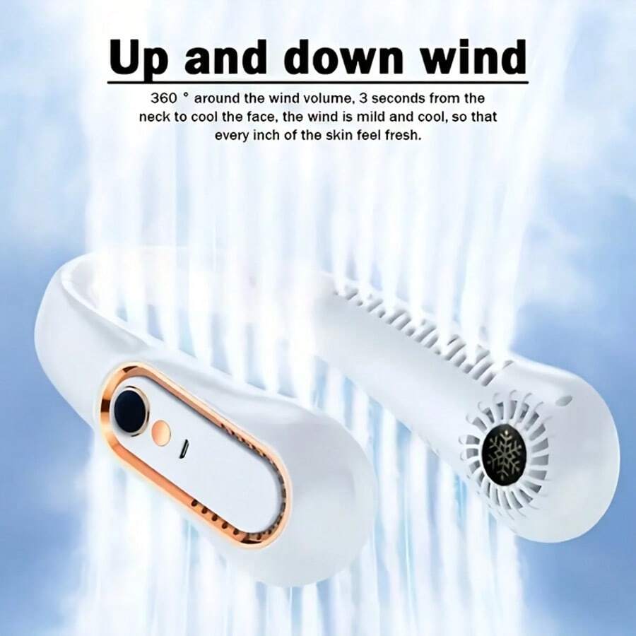 2026 Wearable Necklace Fan, LED Digital Display, 5 Wind Speed Levels, 3 Color Options, Quiet & Gentle Airflow, Portable Outdoor Cooling Fan For Summer Activities, Commencement, Graduation Party, Travel Hiking Essentials, Graduation Gift