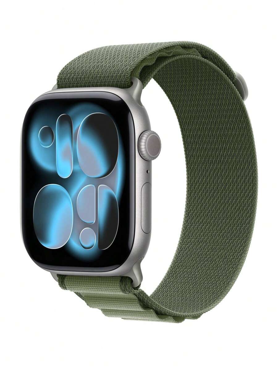 这款运动型高山尼龙表带（1条装）兼容尺寸为38mm、40mm、41mm、42mm、44mm、45mm、46mm和49mm的表带。它柔软透气、可调节，非常适合户外运动。男女款 Ultra/11/10/9/8/7/6/5/4/3/SE均适用。佩戴方便，舒适透气，可水洗。 - 綠色 - 查看 1