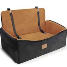 Asiento de coche para perros grandes y medianos de menos de 55 libras asiento elevador de perro para 2 perros pequeños con funda desmontable lavable y cojín asiento de coche de espuma viscoelástica - Marrn - Ver 1