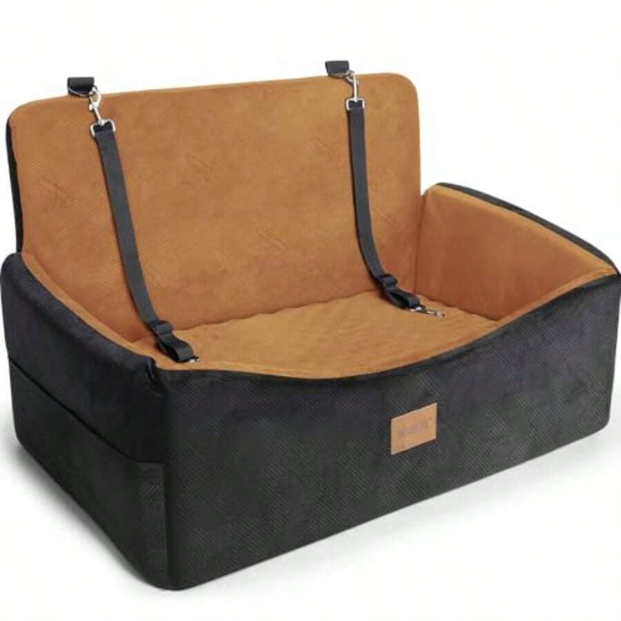Asiento de coche para perros grandes y medianos de menos de 55 libras asiento elevador de perro para 2 perros pequeños con funda desmontable lavable y cojín asiento de coche de espuma viscoelástica - Marrn - Ver 1